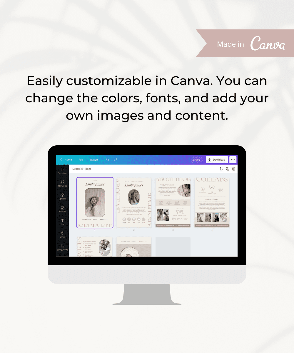 Media Kit Canva Template | Emily - The Charming Chic